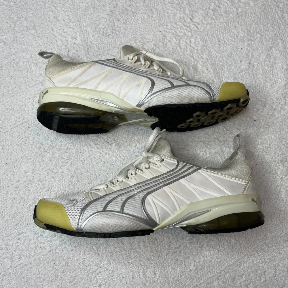 vintage Y2K Puma Cell White Silver Yellow Sneakers Low Top Shoes Mens